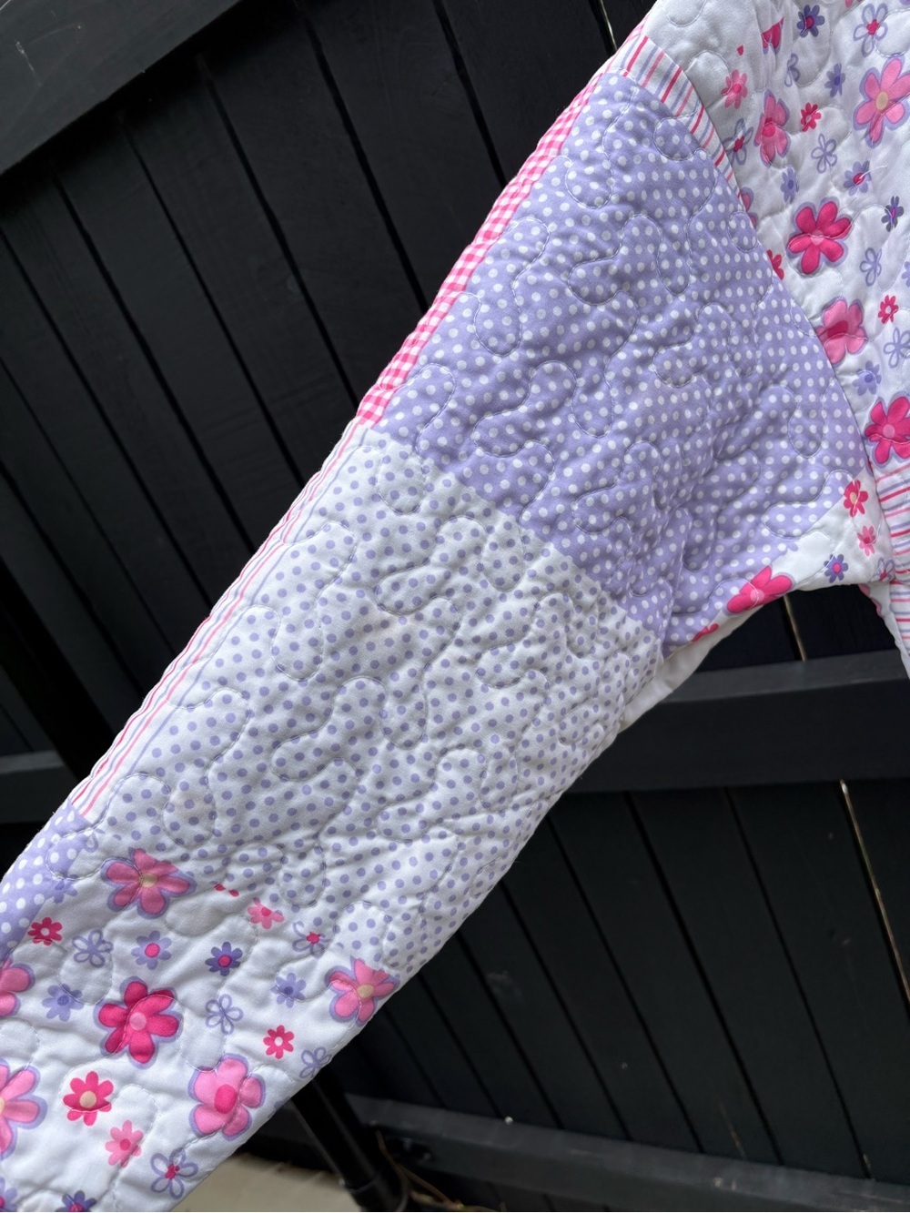 Women’s  Pink & Lavender Patchwork Hooded Pullover, Upcycled - Picture 10 of 16